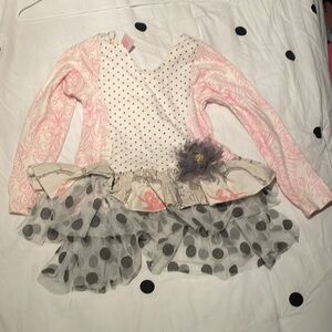 Giggle Moon Pink and Gray Polka Dot Blouse